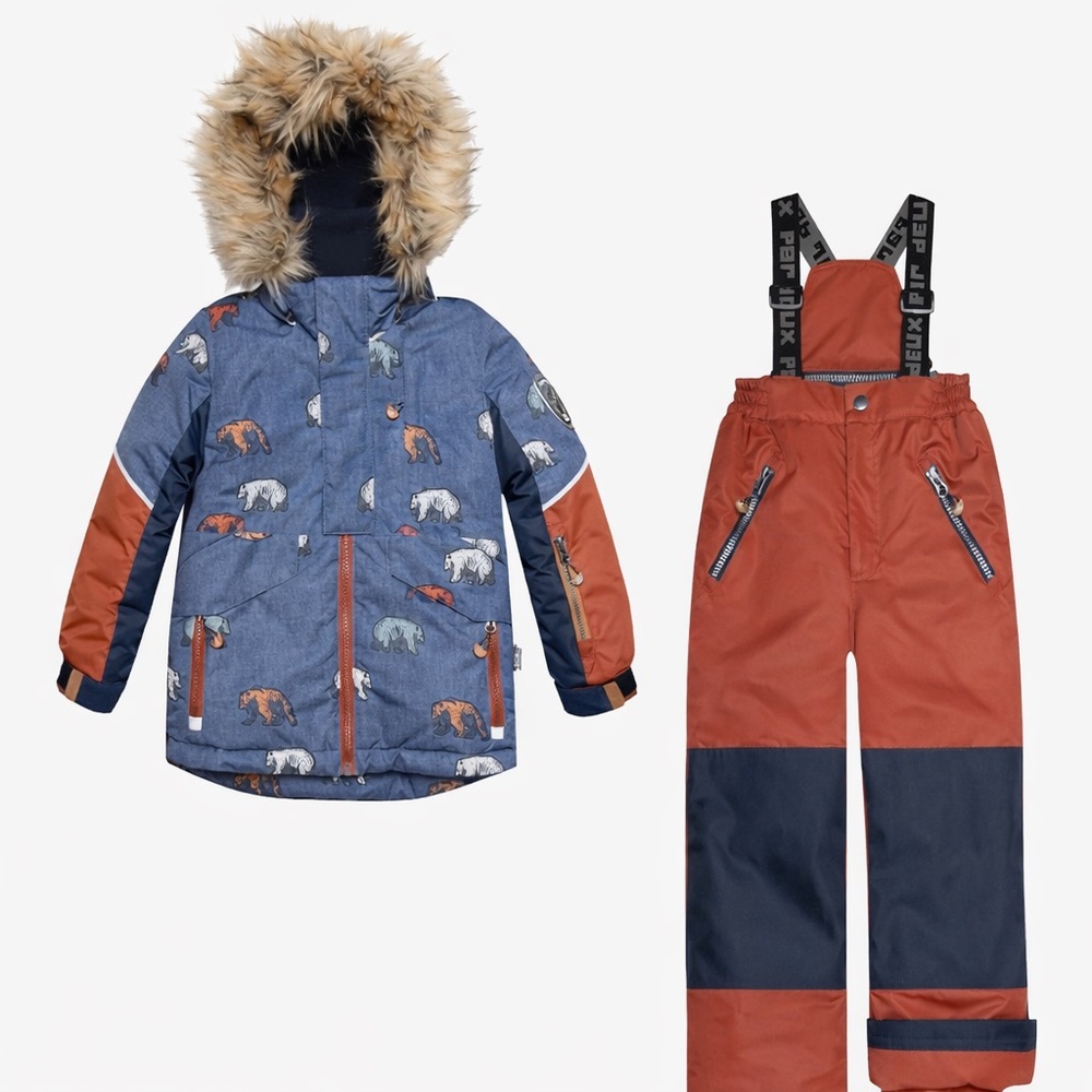 DEUX PAR DEUX  Snowsuit with Polar Bears – size 4 - grows with child, faux fur